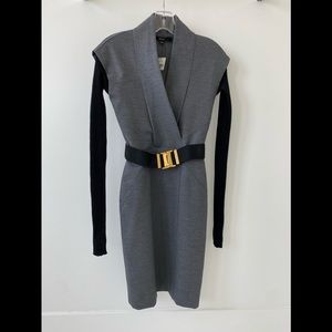 NWT GUCCI Gray Belt Knit Black Dress Sleeve XS 0 2